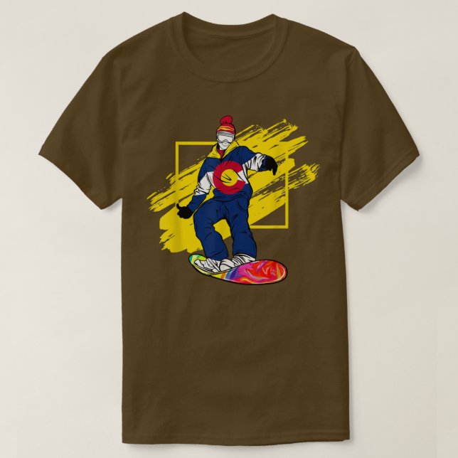 Colorado Flag Snowboarden Snowboarder T-Shirt (Design vorne)