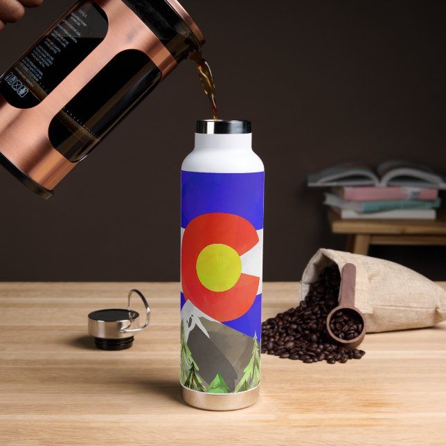 Colorado Flag Wasserflasche mit Bergen & Bäumen Trinkflasche (Kaffee)