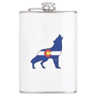 Colorado Flag Wolf Flachmann