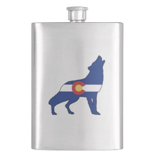 Colorado Flag Wolf Flachmann