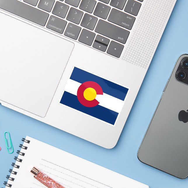 Colorado-Flagge Aufkleber (Laptop mit iPhone)