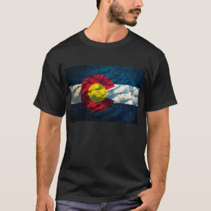 Colorado-Flagge Felsen-Berge T-Shirt