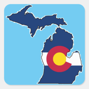 Colorado Flagge Michigan Kontur Quadrat Aufkleber