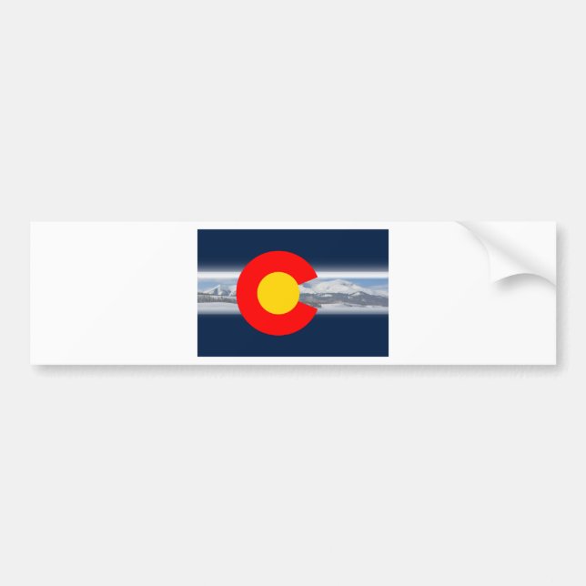 Colorado-Flagge mit Bergen Autoaufkleber (Vorne)