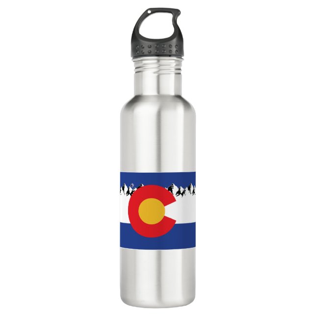 Colorado-Flagge mit Bergen Edelstahlflasche (Vorderseite)