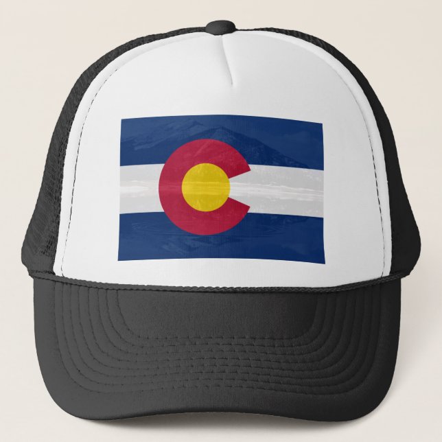 Colorado-Flagge mit Berghintergrund Truckerkappe (Vorderseite)