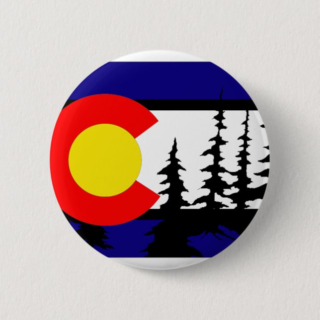 Colorado-Flaggen-Baum-Silhouette Button (Vorderseite)