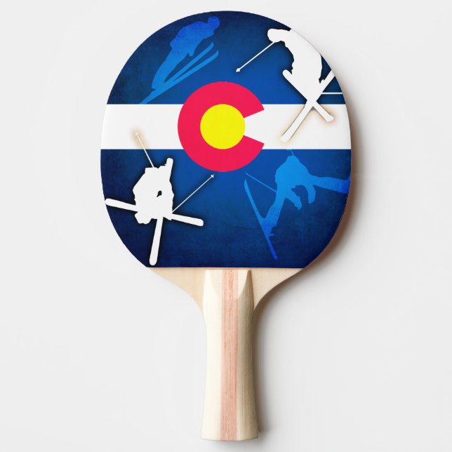 Colorado-Flaggen-Schmutz-Skifahrer-Klingeln pong Tischtennis Schläger (Vorderseite)