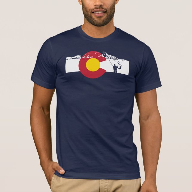 Colorado-Flaggen-T - Shirt - Fliegen-Fischen - (Vorderseite)