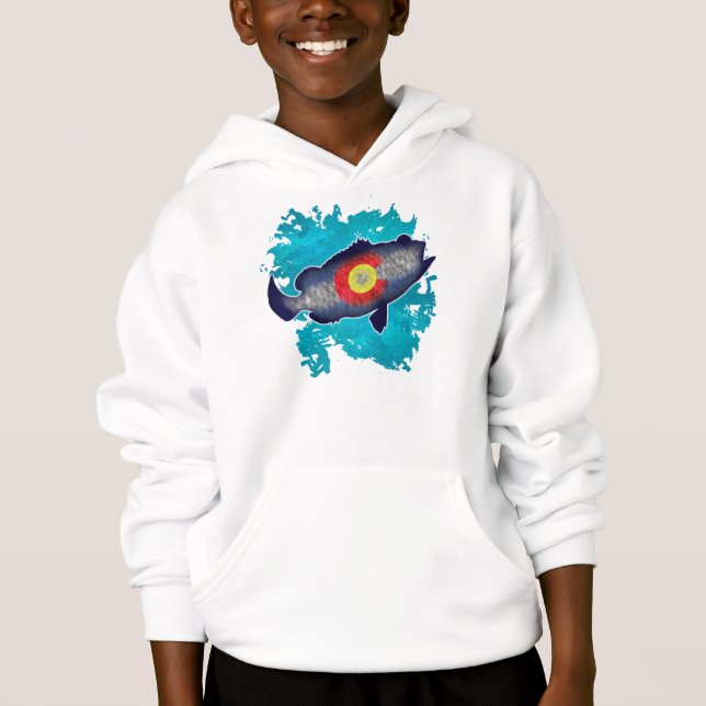 Colorado-Flaggenbass-Fisch scherzt Hoodie (Vorderseite)