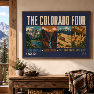Colorado Four Nationalpark Illustration Vintage Poster