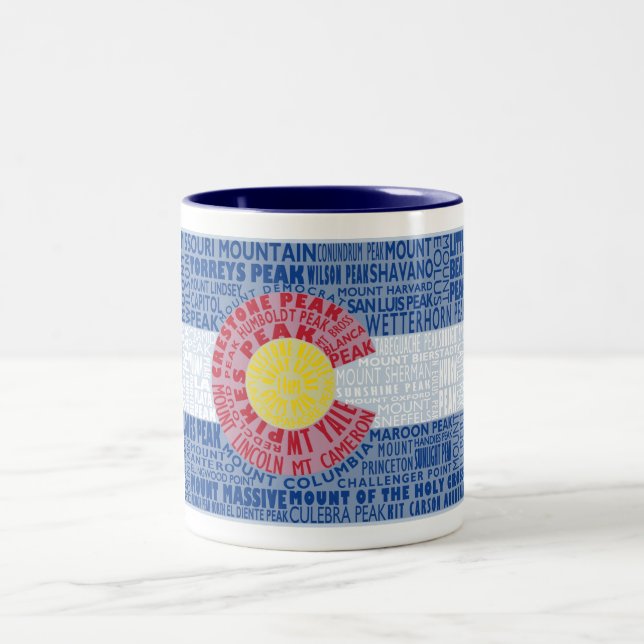 Colorado Fourteeners 14ers Staatsflagge Zweifarbige Tasse (Mittel)