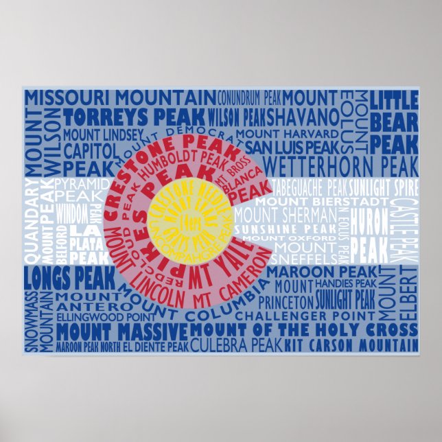 Colorado Fourteeners State Flag 14ers Poster (Vorne)