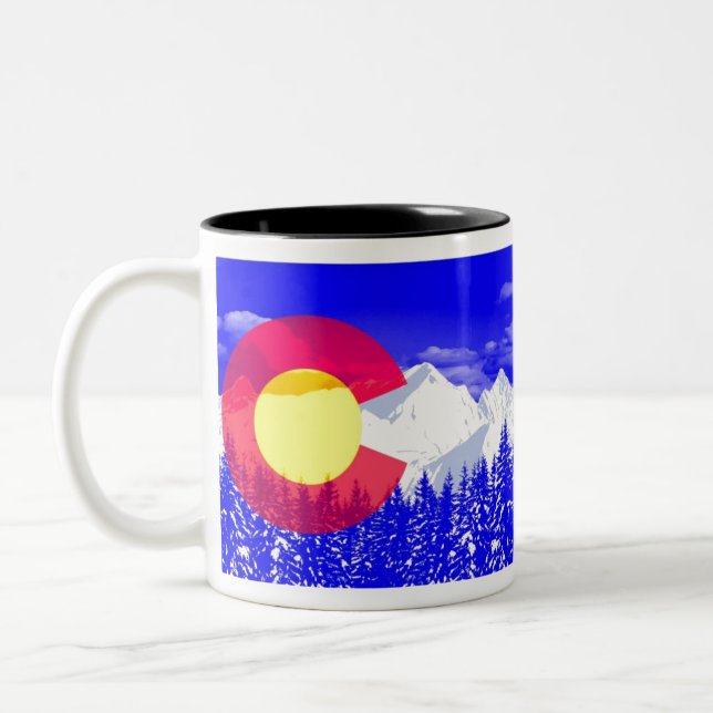 Colorado-Gebirgsflagge Zweifarbige Tasse (Links)