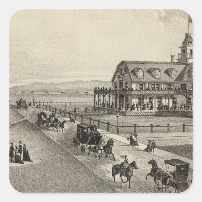 Colorado House, Ocean Beach, NJ Quadratischer Aufkleber (Vorderseite)