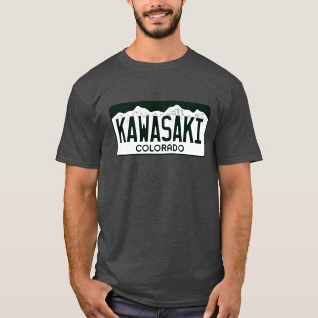 Colorado-Kfz-Kennzeichen: Kawasaki T-Shirt (Vorderseite)