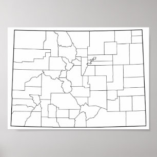 Colorado-Landkreis-leere Kontur-Karte Poster