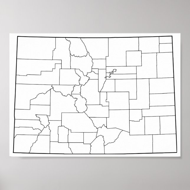 Colorado Landkreises Leere Kontur Karte Poster (Vorne)