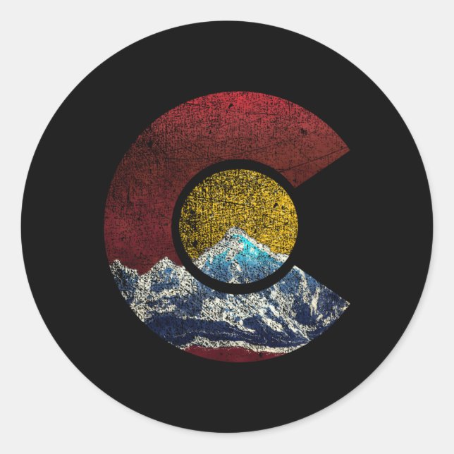 Colorado mit Fahne Inspirierte Bergwelt Runder Aufkleber (Vorderseite)