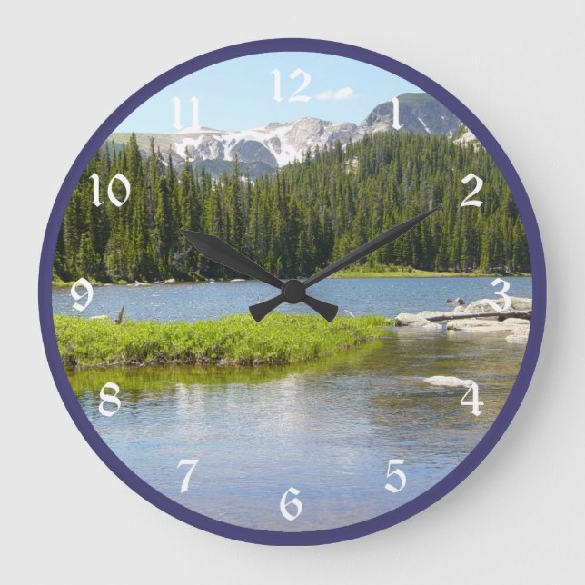 Colorado Mountain Lake Große Wanduhr (Vorderseite)