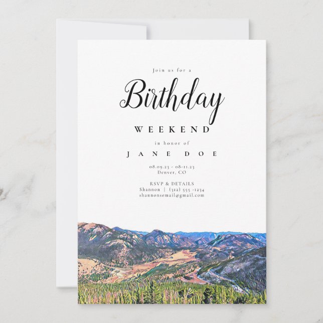 Colorado Mountains Birthday Weekend Invitation (Devant)