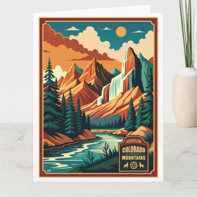Colorado Mountains Retro Farben Karte (Vorderseite)