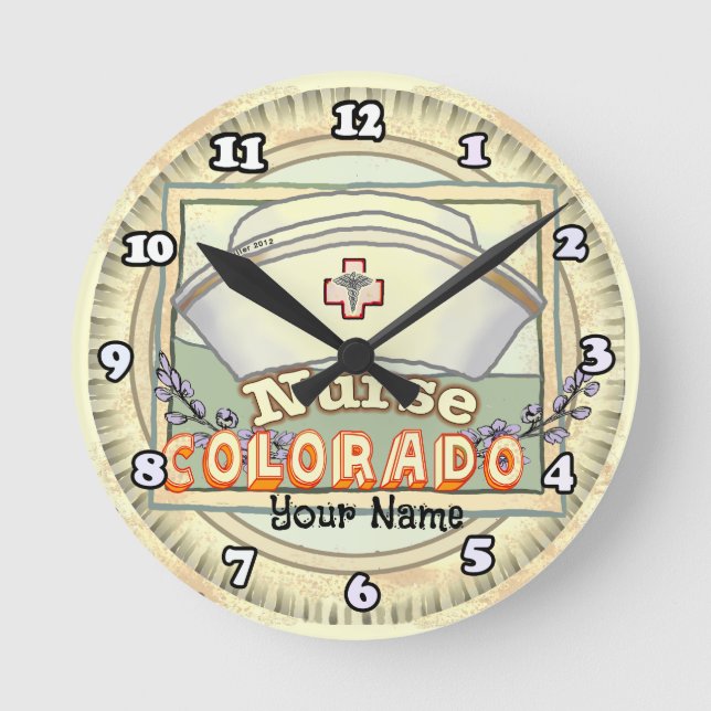 Colorado Nurse Runde Wanduhr (Vorderseite)