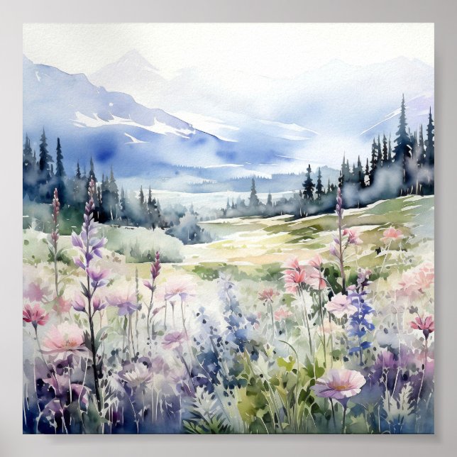 Colorado Paysage Aquarelle Poster (Devant)