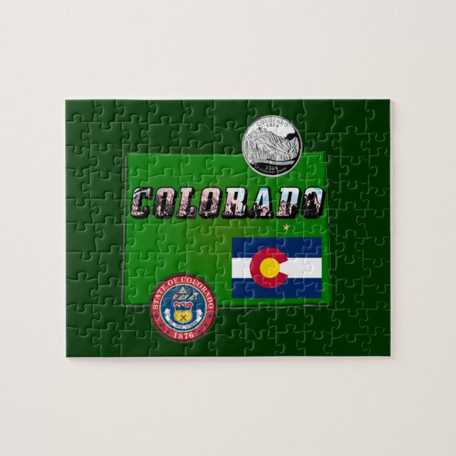 Colorado Picture Text, Flag, Siegel, Quarter, Kart (Horizontal)