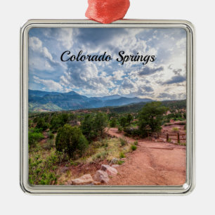Colorado Pikes Peak Abendwanderung Quadratischer S Ornament Aus Metall