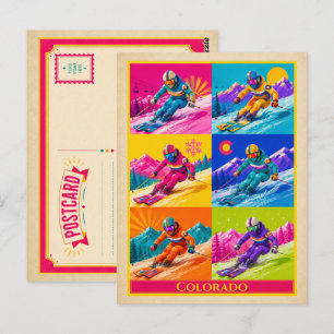 Colorado Postkarten-Skifahren Vintage-Pop-Art Postkarte