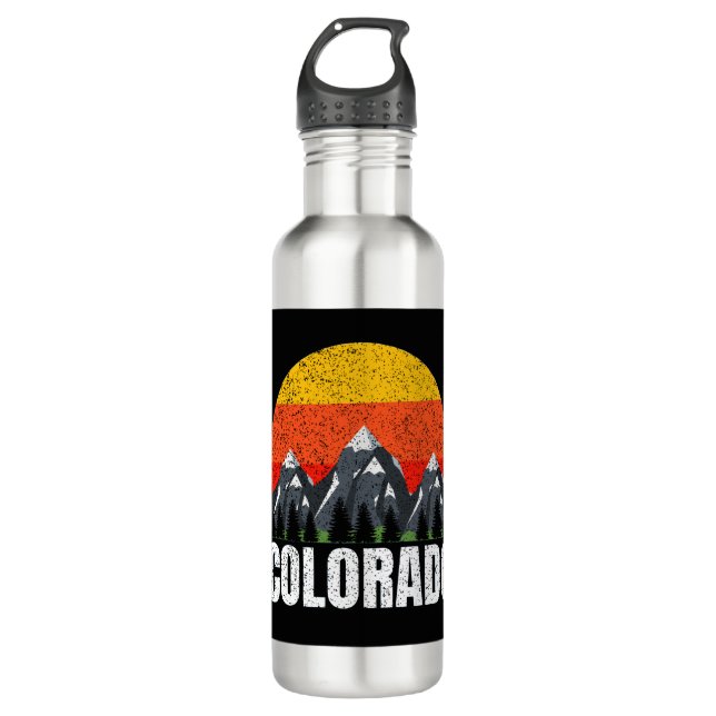 Colorado Retro Sunset Edelstahlflasche (Vorderseite)
