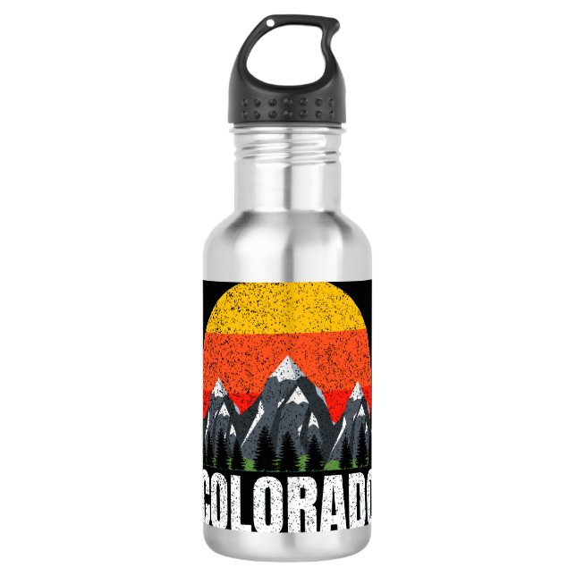 Colorado Retro Sunset Edelstahlflasche (Vorderseite)