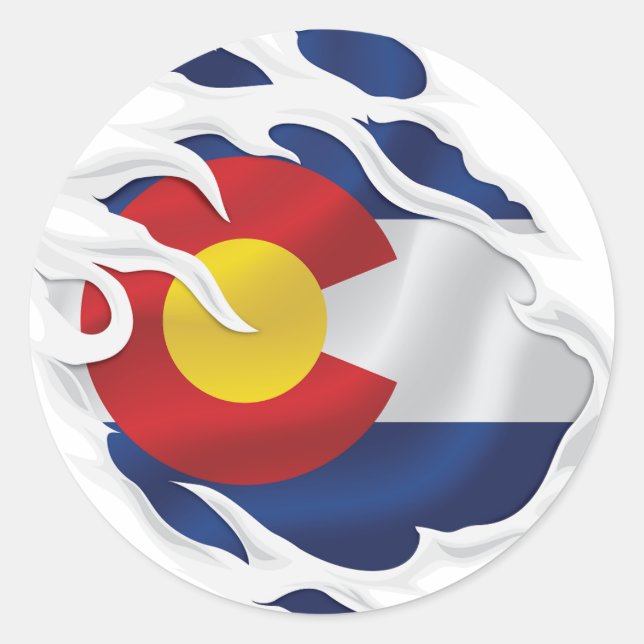 Colorado Ripped Flag Runder Aufkleber (Vorderseite)