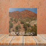 Colorado Rocks Landschaft Fliese<br><div class="desc">Keramik Kachel mit einem landschaftlichen, landschaftlich Foto Bild der bunten, roten Felsformationen des Westerns Staat von Colorado. Wählen Sie Ihre Kachelgröße aus. Macht ein tolles Reise-Souvenir-Trivet!</div>