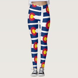 Colorado Rocky Mountains State Flag Red Blue Gold Leggings