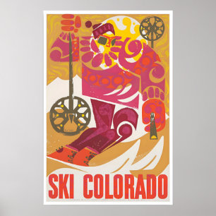 Colorado Ski Art Skifahren Poster Retro Vintage Dr