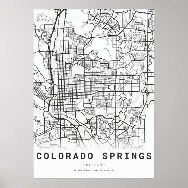 Colorado Springs City Map Poster (Vorne)