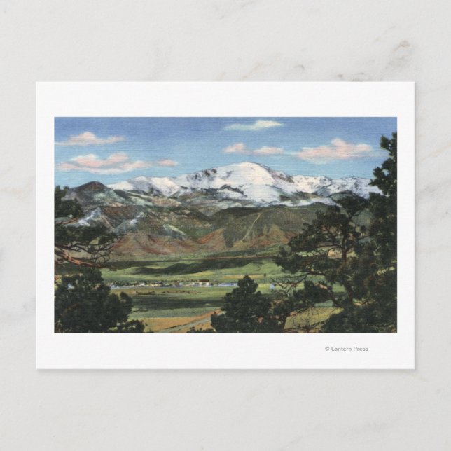 Colorado Springs, CO - Pikes Peak Postkarte (Vorderseite)