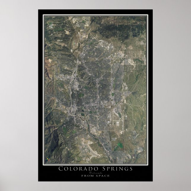 Colorado Springs Colorado Satellite Poster Map (Devant)