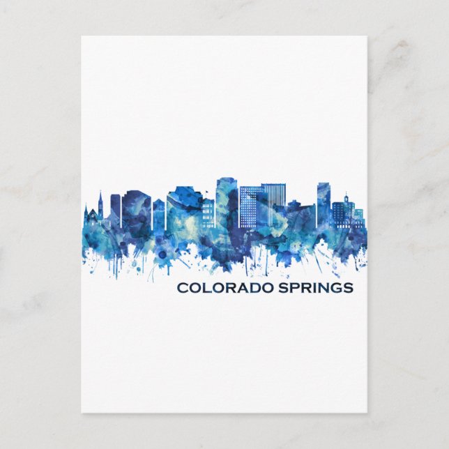 Colorado Springs Colorado Skyline Blue Einladungspostkarte (Vorderseite)