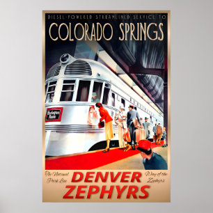 Colorado Springs Denver Zephyrs Burlington Route Poster