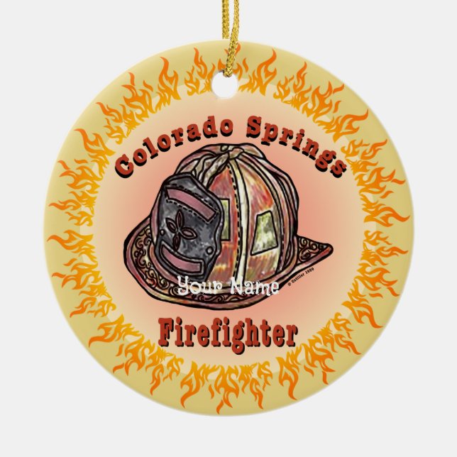 Colorado Springs Feuerwehrmann Keramik Ornament (Vorne)