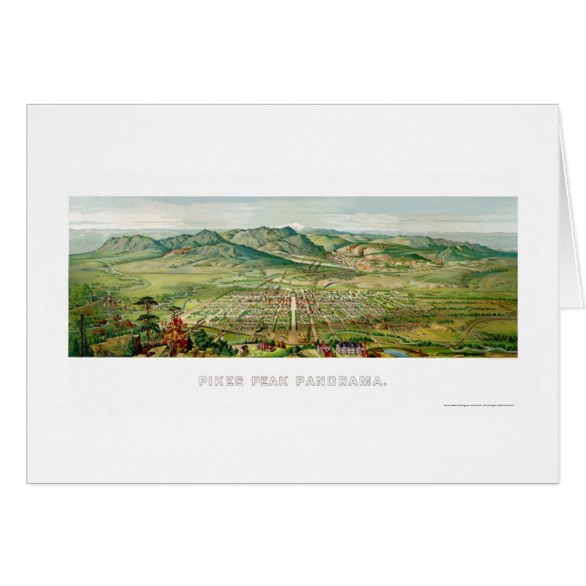 Colorado Springs, panoramische Karte Co - 1890 (Vorderseite (Horizontal))