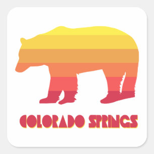 Colorado Springs Regenbogenbär Quadratischer Aufkleber