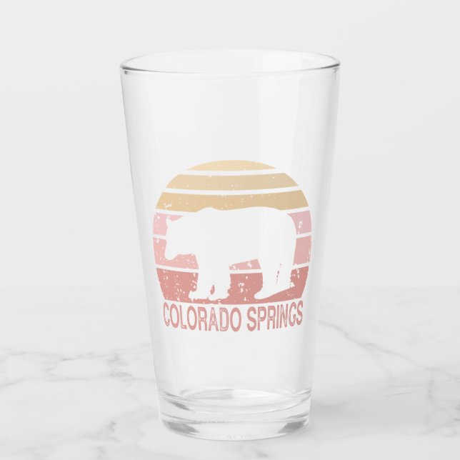 Colorado Springs Retro Bär Glas (Vorderseite)