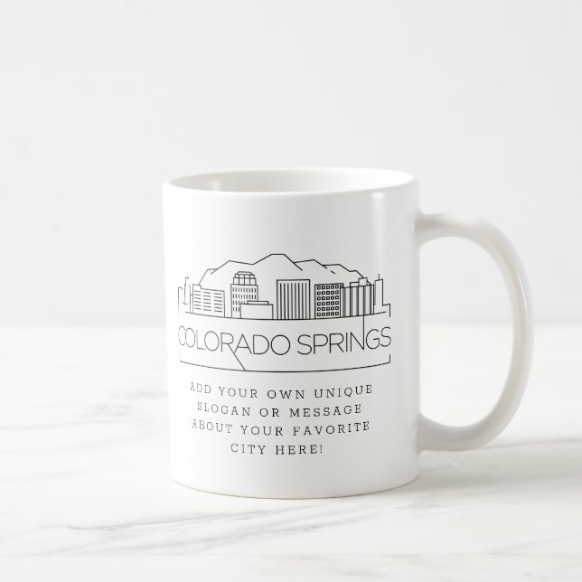Colorado Springs Stilisierte Skyline | Benutzerdef Kaffeetasse (Rechts)