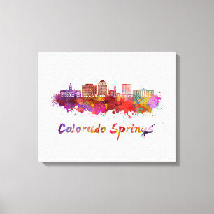 Colorado Springs V2 skyline im Watercolor Leinwanddruck