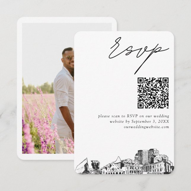 Colorado Springs Wedding Modern UAWG QR Code Begleitkarte (Vorne/Hinten)