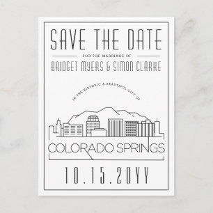 Colorado Springs Wedding Skyline Save the Date Postkarte